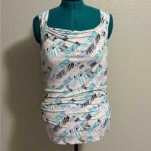 White House Black Market Geometric Pattern Sleeveless Blouse